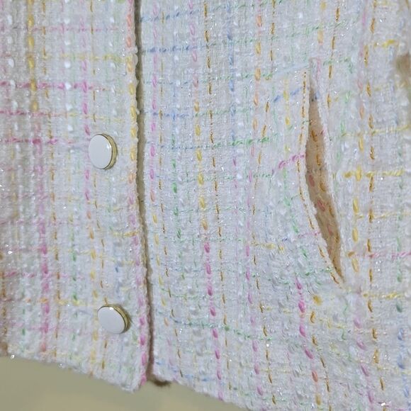 Janie & Jack Tweed Ruffle Sleeve Cropped Jacket Pastel Size 3 Dressy Preppy Luxe - Picture 5 of 14